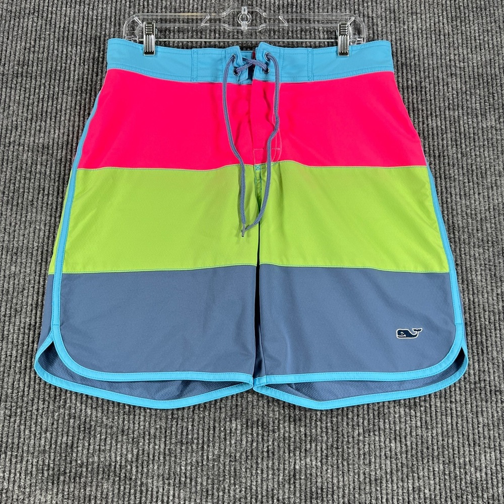 Vineyard Vines Swim Board Shorts Mens 30 Blue Pink Green Beach Pool Vacation
